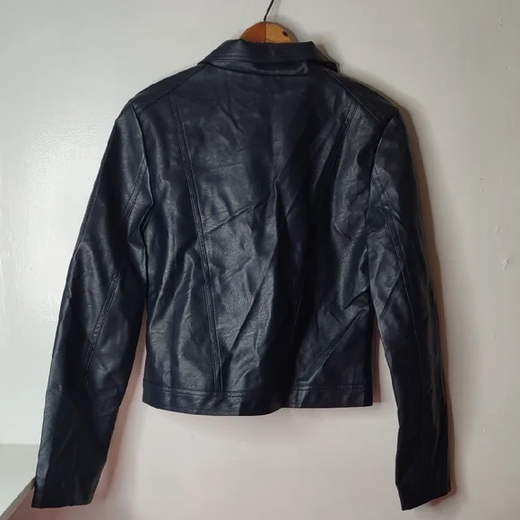Lulu's Midnight Blue Leather Jacket Size Small - Picture 8 of 8